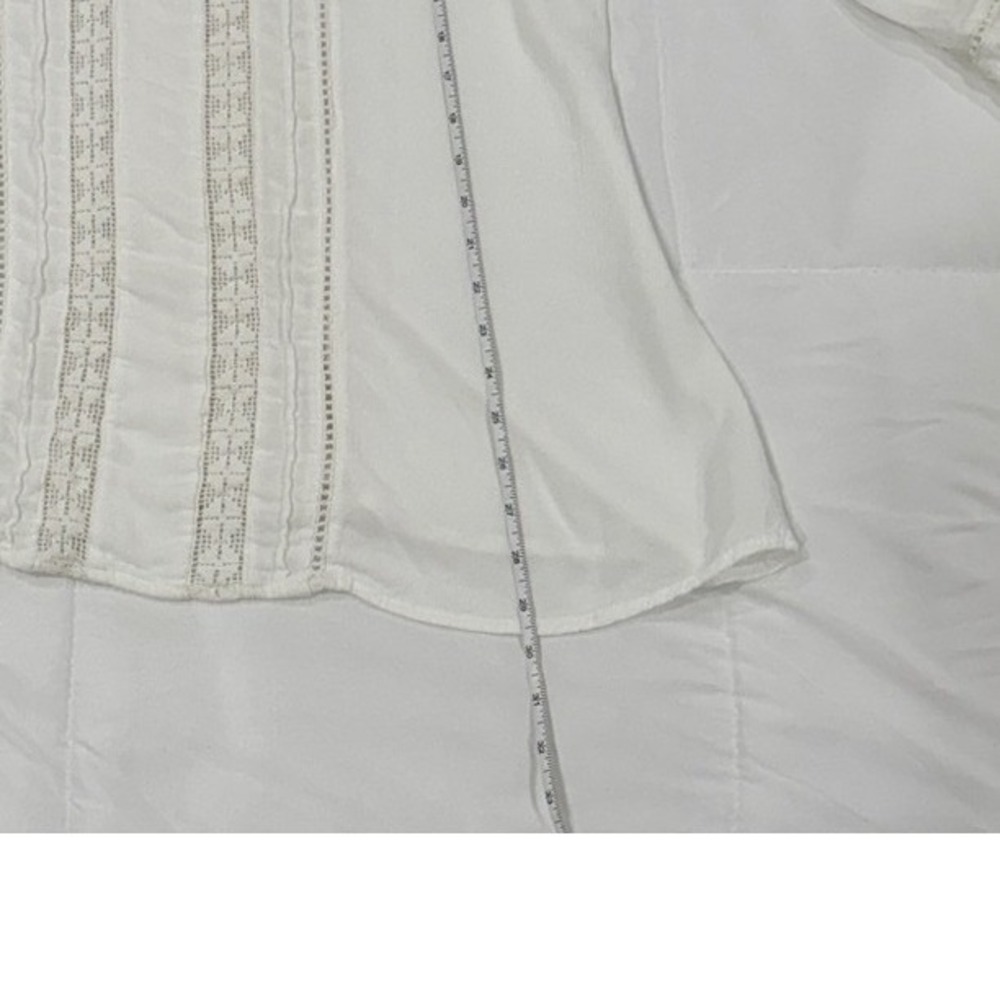 Cute Options White Crochet Lace Trim V-Neck Boho Blouse 3/4 Bell Sleeve Top - Picture 4 of 7